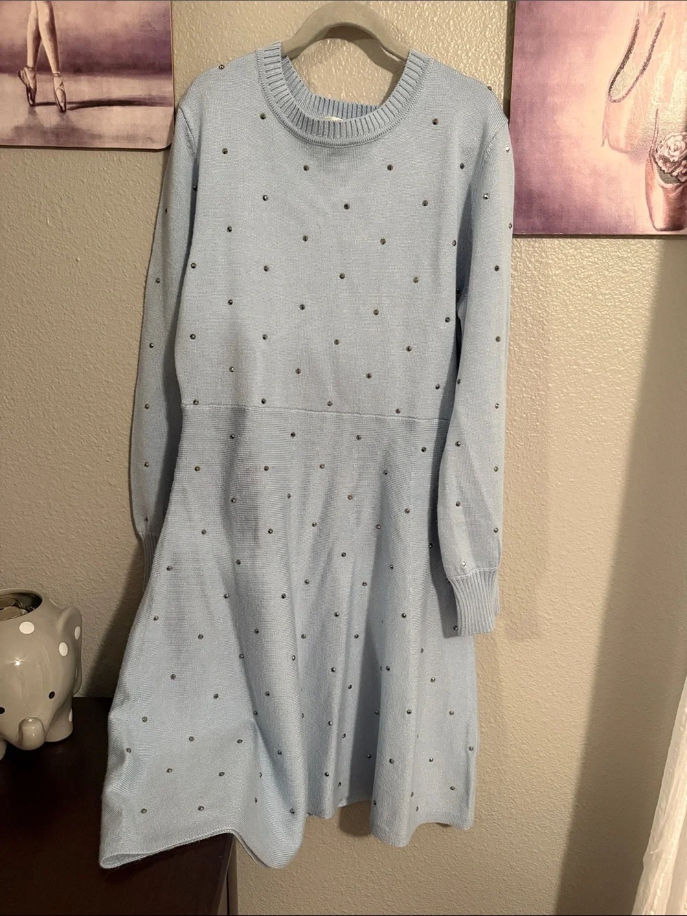 Poppies and Roses girls sweater knit dress size M light blue pre loved